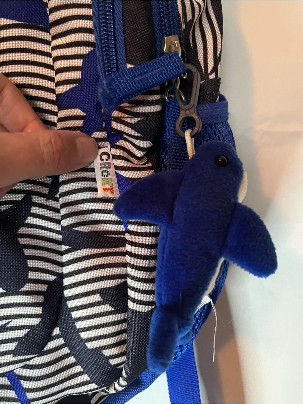 CRCKT kids shark print backpack with mini shark plush